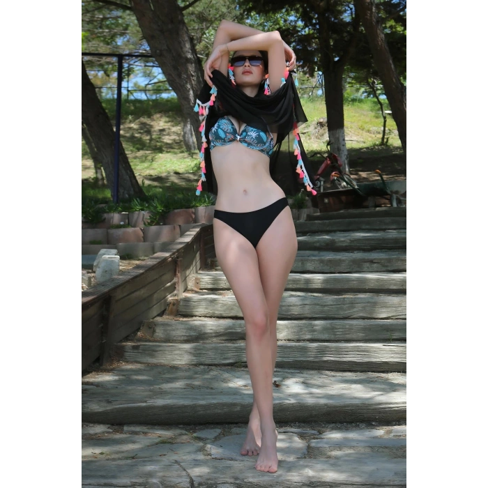 Kadın Yarım Destekli Alt Üst Bikini Takım Petrol