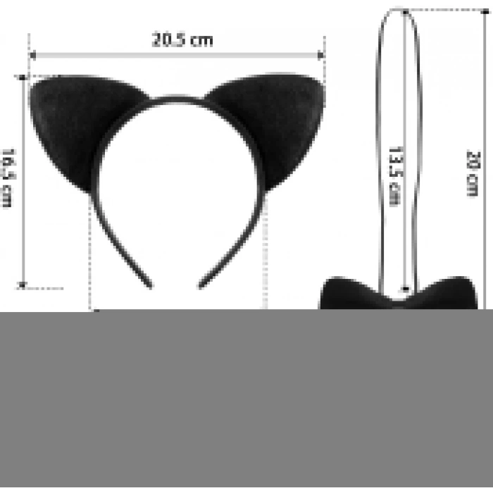 Kedi Kostüm Taç Kuyruk Papyon Seti 1 Adet