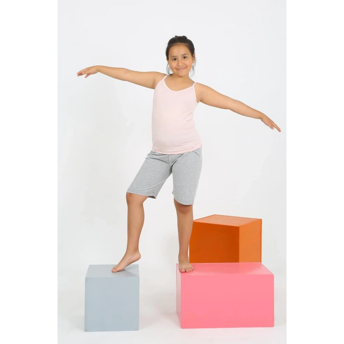 Kız Çocuk İp Askılı Şortlu Penye Pembe Pijama Takım