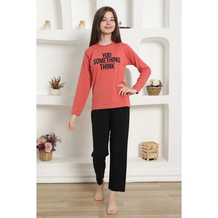 Kız Çocuk Penye Pijama Takım Mercan