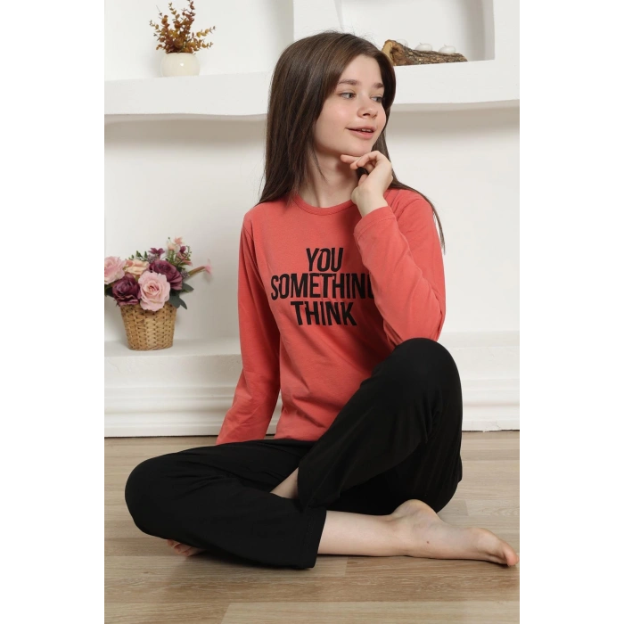 Kız Çocuk Penye Pijama Takım Mercan