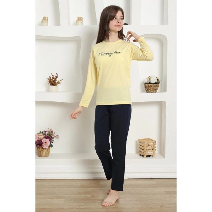 Kız Çocuk Penye Pijama Takım Sarı