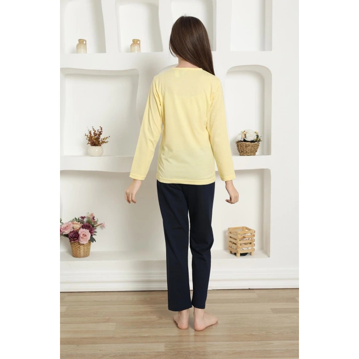 Kız Çocuk Penye Pijama Takım Sarı