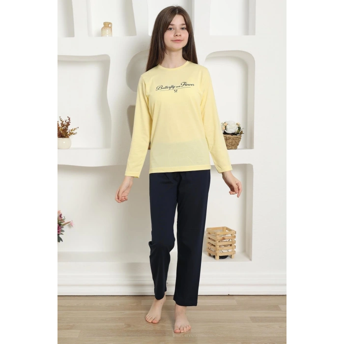 Kız Çocuk Penye Pijama Takım Sarı