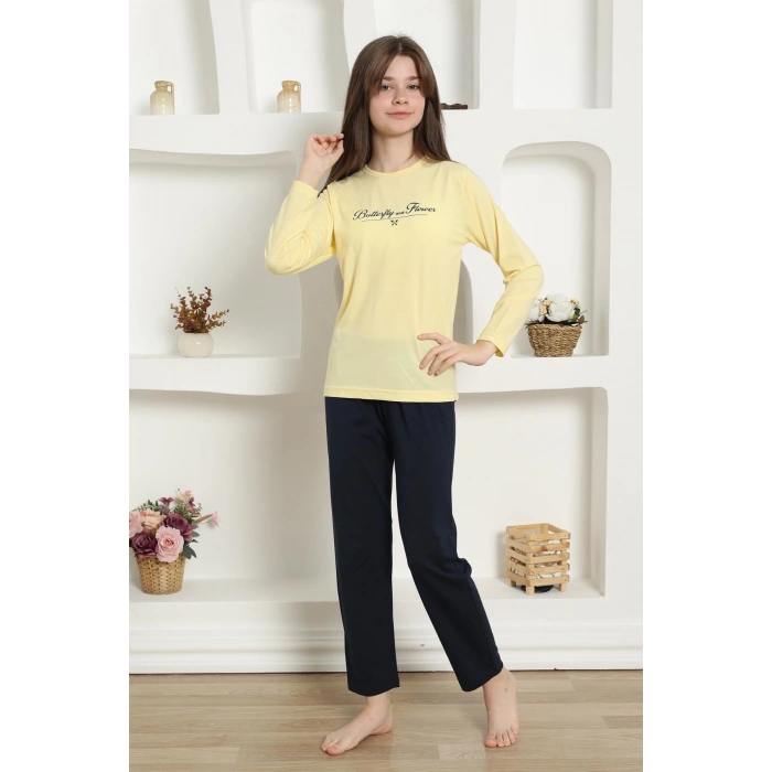 Kız Çocuk Penye Pijama Takım Sarı