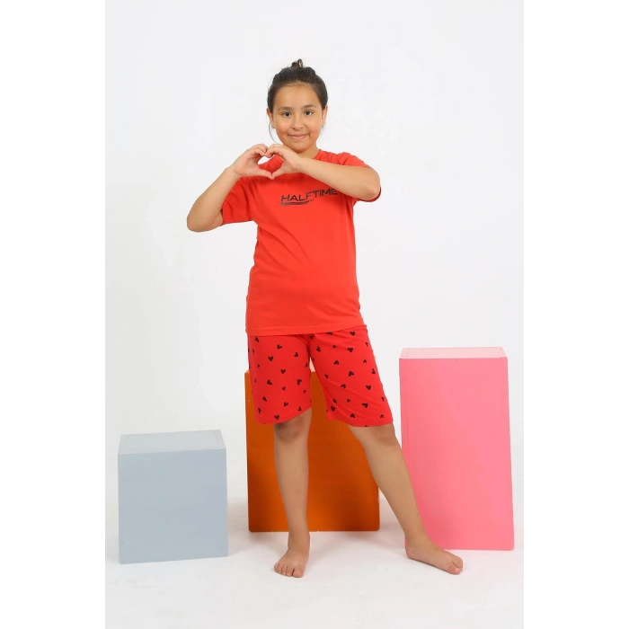 Kız Çocuk Şortlu Kısa Kol Penye Pijama Takım