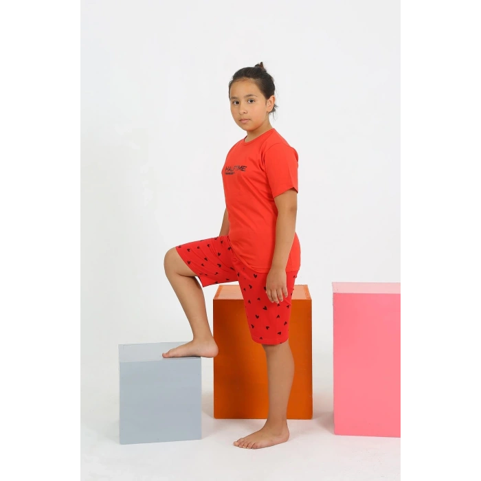 Kız Çocuk Şortlu Kısa Kol Penye Pijama Takım