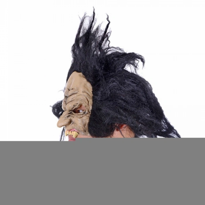Lateks Dişli Korku Maskesi Saçlı Yarım Surat