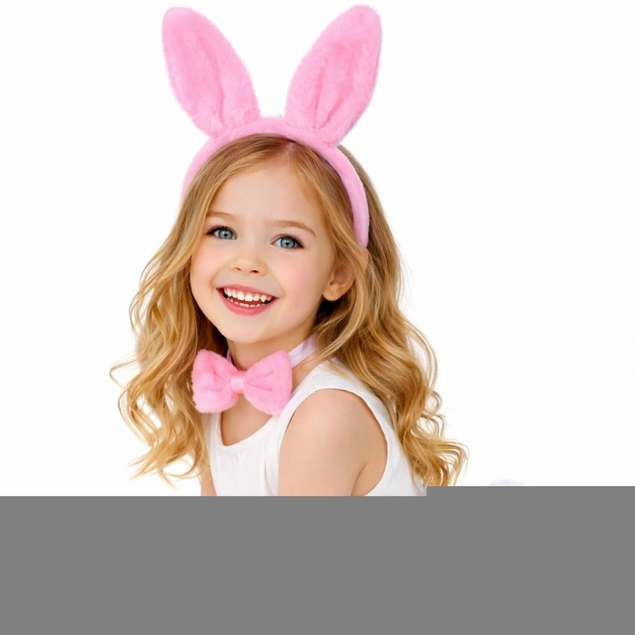 Pembe Full Tavşan Kulak Papyon Kuyruk 3'lü Parti Seti