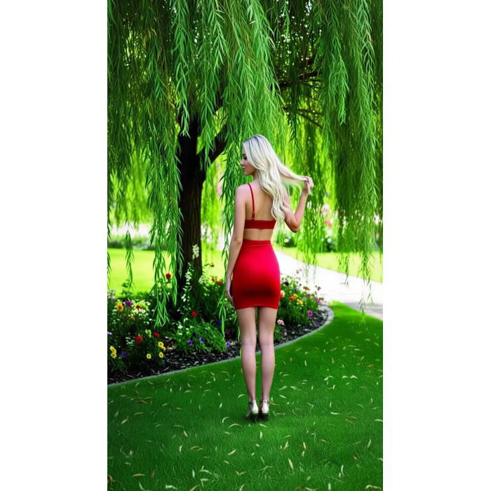 Red Ruffle Desire Dekolteli Fırfırlı Kırmızı Mini Elbise