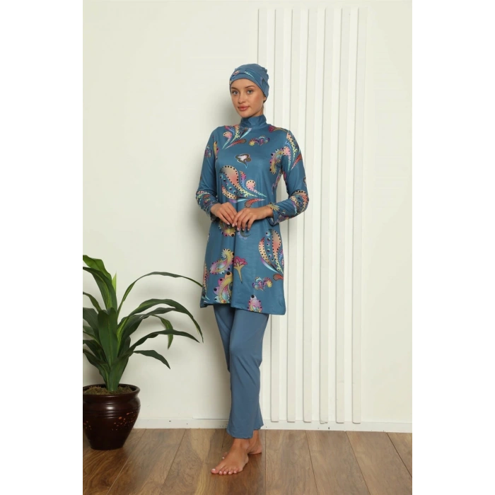 Tam Tesettür Dijital Desenli Mayo 31043