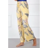 Bayan Penye Bol Paça Pantolon Sarı