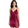 Bordo Saten Mini Gecelik Zarif Kadın Gece Elbisesi