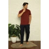 Erkek Bordo 3lü Pijama Takım Bordo