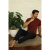 Erkek Bordo 3lü Pijama Takım Bordo