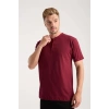 Erkek Bordo Düğmeli Yaka Kısa Kol Pijama Takımı
