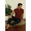 Erkek Bordo V Yaka 3lü Pijama Takım
