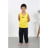 Erkek Çocuk Sıfır Kol Penye Pijama Takım Sarı