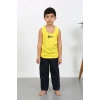 Erkek Çocuk Sıfır Kol Penye Pijama Takım Sarı