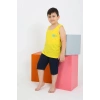 Erkek Çocuk Sıfır Kol Şortlu Sarı Penye Pijama Takımı
