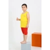 Erkek Çocuk Sıfır Kol Şortlu Sarı Penye Pijama Takımı