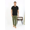 Erkek Ekoseli Desen Penye Tek Alt Pijama Haki