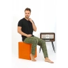 Erkek Ekoseli Desen Penye Tek Alt Pijama Haki