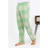 Erkek Ekoseli Desen Penye Tek Alt Pijama Yeşil