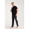Erkek Füme Düğmeli Yaka Kısa Kol Pijama Takımı