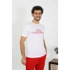 Erkek Kısa Kol Penye Beyaz Pijama Takımı