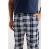 Erkek Lacivert Düğmeli Yaka Kısa Kol Pijama Takımı