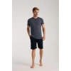 Erkek Lacivert Sıfır Yaka Kısa Kol Şortlu Pijama Takımı