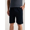 Erkek Lacivert Sıfır Yaka Kısa Kol Şortlu Pijama Takımı