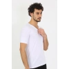 Erkek Likralı V Yaka Beyaz T-Shirt