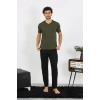 Erkek Penye Haki 3lü Pijama Takımı