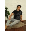 Erkek Siyah V Yaka 3lü Pijama Takım