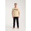 Erkek Ten Rengi Kısa Kol Pijama Takımı