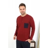 Erkek Uzun Kol Penye Bordo Pijama Takımı