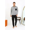 Erkek Uzun Kol Penye Füme Pijama Takımı