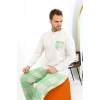 Erkek Uzun Kol Penye Krem Pijama Takımı