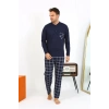 Erkek Uzun Kol Penye Lacivert Pijama Takımı