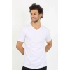 Erkek V Yaka Beyaz Penye Atlet