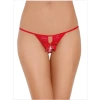 Fantezi Arkası Açık Fiyonklu Kırmızı Dantel String - Tanga
