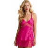 Fuşya Saten Mini Gecelik Zarif Kadın Gece Elbisesi