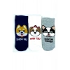 Giyim 3 Çift Sevimli Köpek Temalı Baskılı Yumuşak Kadın Bilek Çorap