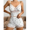 Giyim Dantelli Siyah Kalpli Şortlu Pijama Takımı