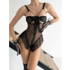 Giyim Göğüs Dekolteli Fantezi Siyah Tül Transparan Babydoll