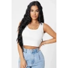Giyim Kadın Beyaz Modern Fit Kare Yaka Crop Top Bluz