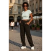 Giyim Kadın Beyaz Modern Fit Yuvarlak Yaka Crop Bluz