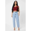 Giyim Kadın Bordo Modern Fit Kare Yaka Crop Top Bluz